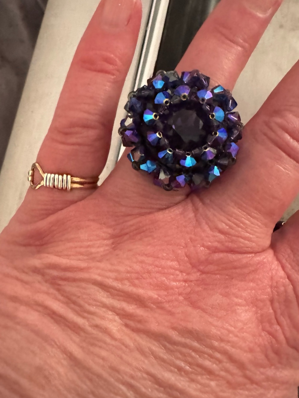 Vintage blue and purple 1950’s handmade ring